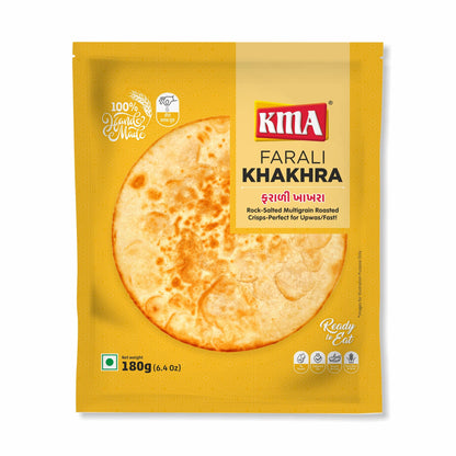 KMA Roasted Plain Khakhra 200 grams - Handmade Fresh Jain Gujarati Khakhra (Plain Salted Flavor), Ready to Eat Indian Snacks, 100% Natural Whole Wheat Snack without Maida, Vacuum Packed for Freshness