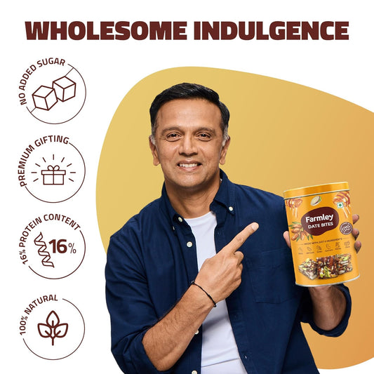 Farmley Classic Date Bites 200 gm I Dates Barfi Made with Dates, Pista, Cashews, Almonds, Honey and Pure Ghee I Dry Fruits Nuts, Healthy Snacks Sweets,Gluten Free, No Added Sugar