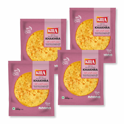 KMA Roasted Plain Khakhra 200 grams - Handmade Fresh Jain Gujarati Khakhra (Plain Salted Flavor), Ready to Eat Indian Snacks, 100% Natural Whole Wheat Snack without Maida, Vacuum Packed for Freshness