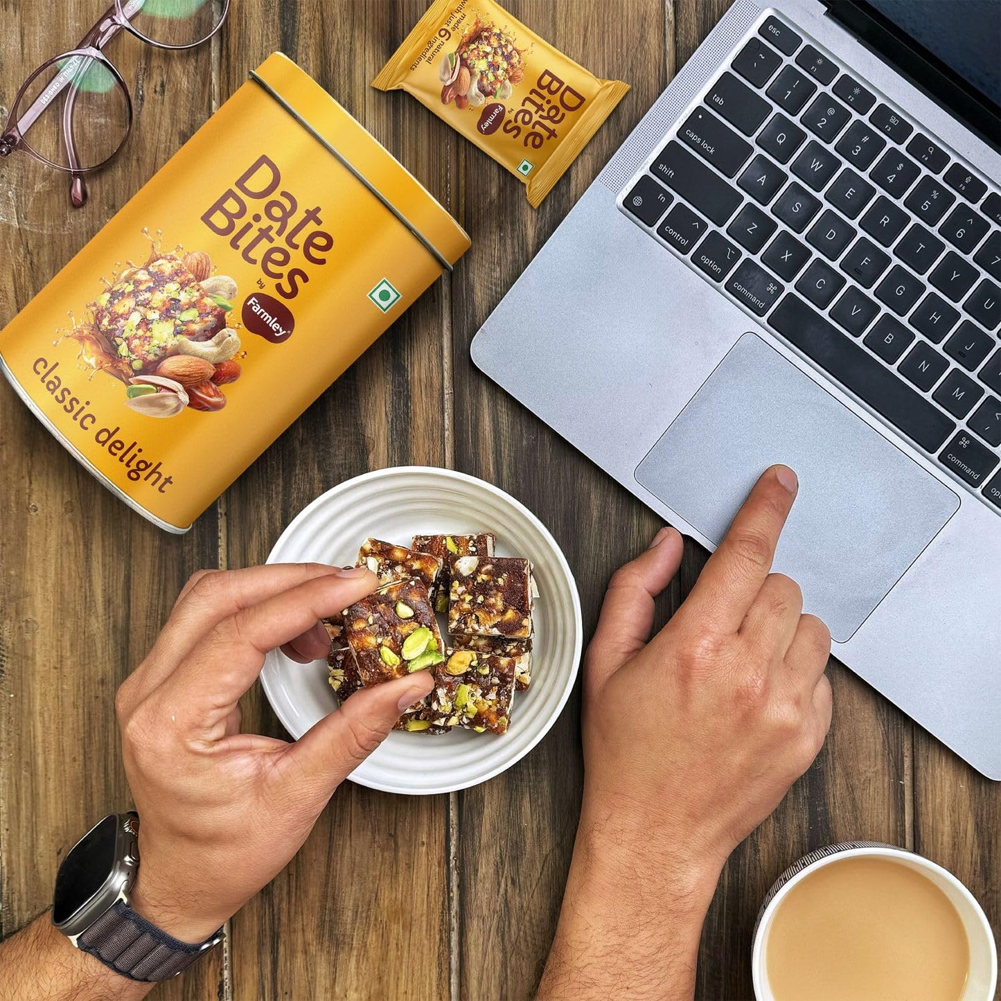 Farmley Classic Date Bites 200 gm I Dates Barfi Made with Dates, Pista, Cashews, Almonds, Honey and Pure Ghee I Dry Fruits Nuts, Healthy Snacks Sweets,Gluten Free, No Added Sugar
