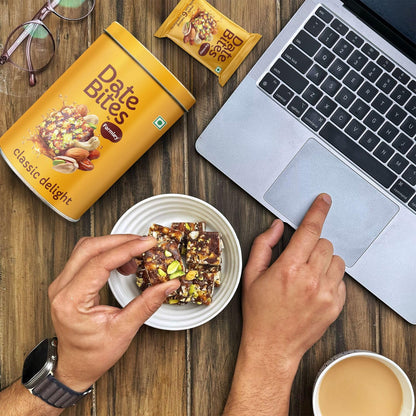 Farmley Classic Date Bites 200 gm I Dates Barfi Made with Dates, Pista, Cashews, Almonds, Honey and Pure Ghee I Dry Fruits Nuts, Healthy Snacks Sweets,Gluten Free, No Added Sugar