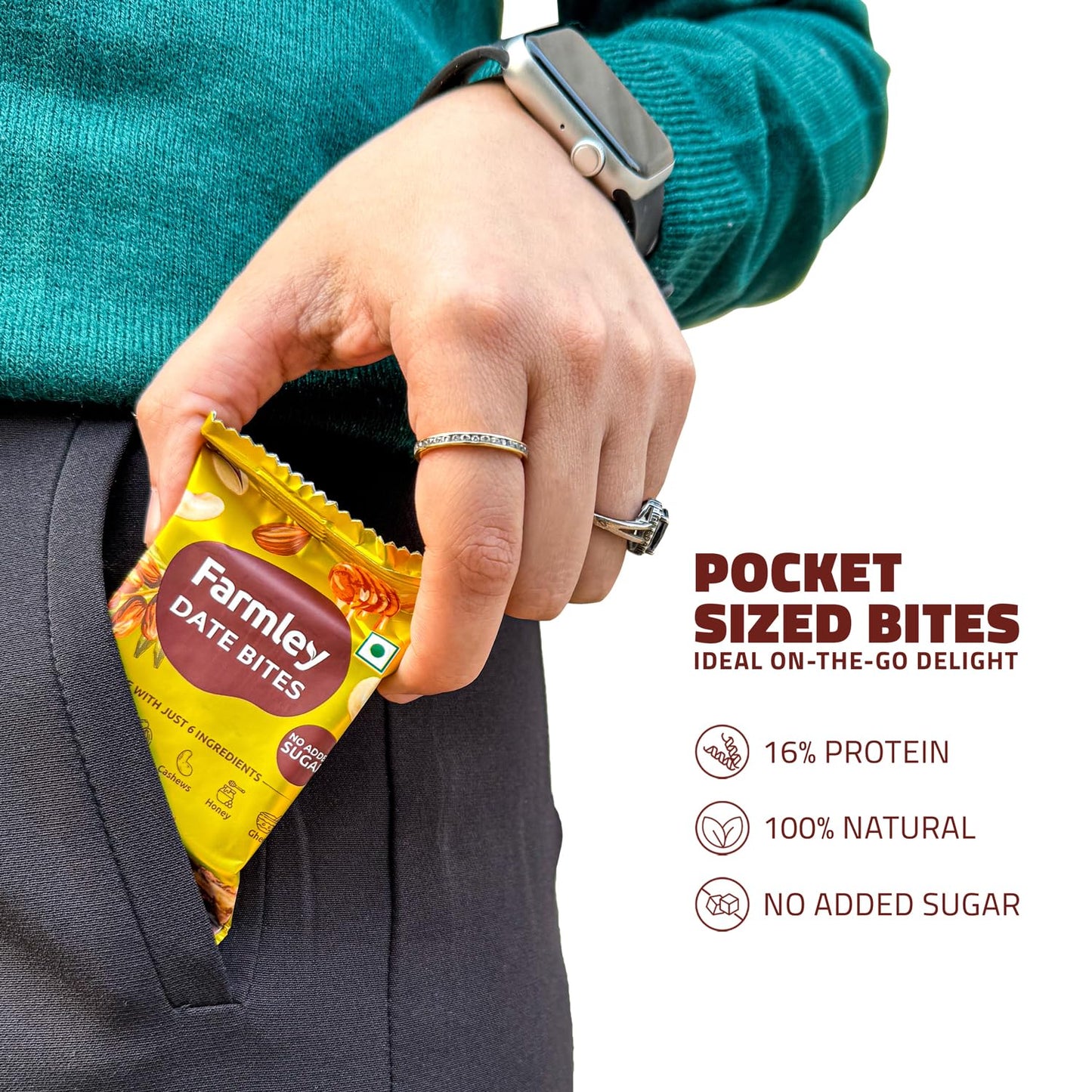 Farmley Classic Date Bites 200 gm I Dates Barfi Made with Dates, Pista, Cashews, Almonds, Honey and Pure Ghee I Dry Fruits Nuts, Healthy Snacks Sweets,Gluten Free, No Added Sugar