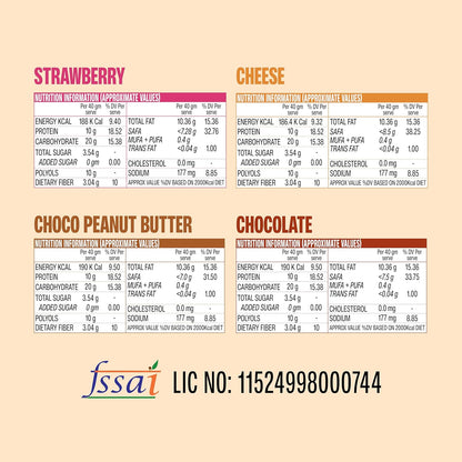 SuperYou Assorted Protein Wafer Bars (Pack of 10)|10g Protein, 3g Fiber, No Added Sugar|Yeast Fermented Protein|Energy Bars|Crunchy Wafer Bar|100% Vegetarian|No Palm Oil|400g