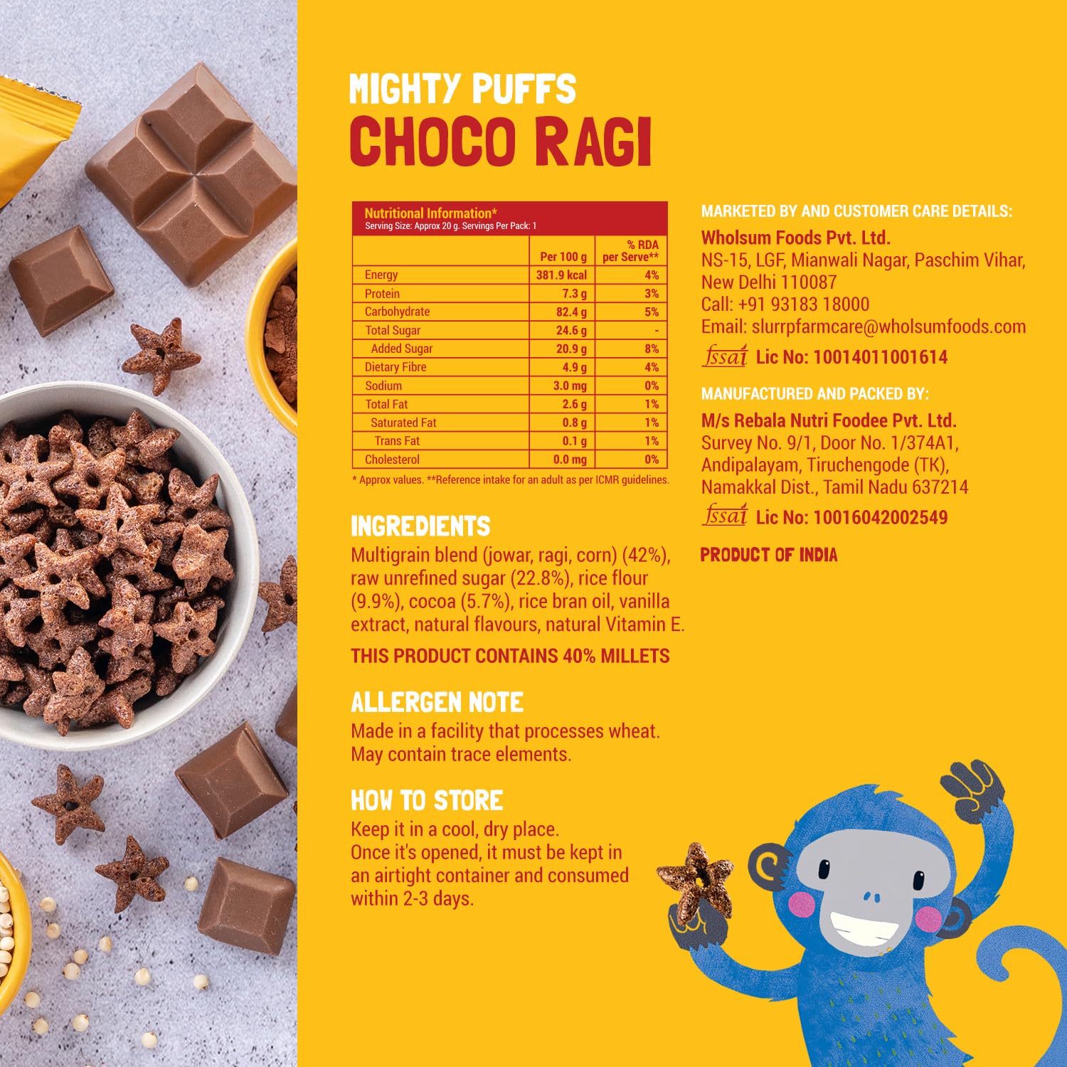 Slurrp Farm Mighty Jowar Puffs | Khatta Meetha, Mild Masala, Cheddar Cheese, Tangy Tomato, Choco Ragi, Cheese & Herbs | Not Fried, No Maida | Healthy Snack for Kids and Travel Friendly | 9 x 20g