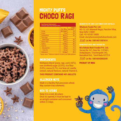 Slurrp Farm Mighty Jowar Puffs | Khatta Meetha, Mild Masala, Cheddar Cheese, Tangy Tomato, Choco Ragi, Cheese & Herbs | Not Fried, No Maida | Healthy Snack for Kids and Travel Friendly | 9 x 20g