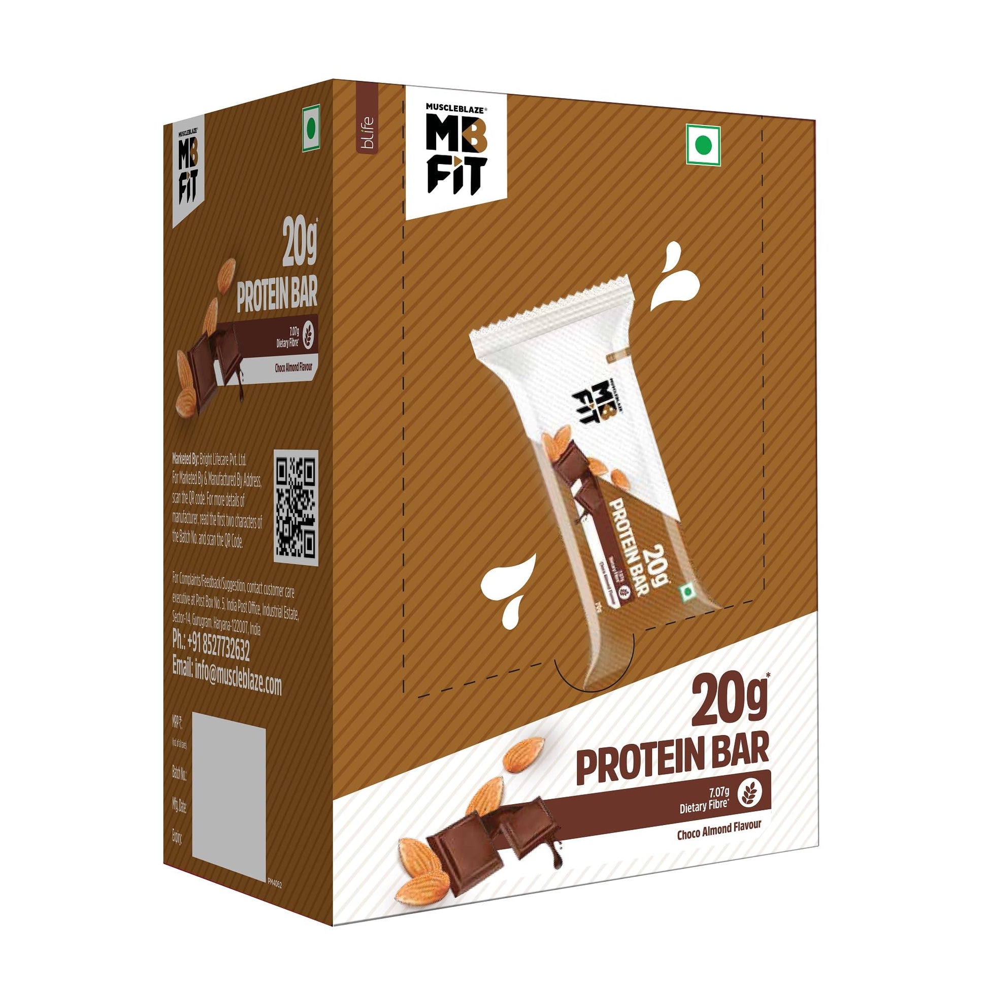 MuscleBlaze 20g Protein Bar (Cookies & Cream, Pack of 6) | Protein Blend, Healthy Protein Snacks | For Energy & Fitness