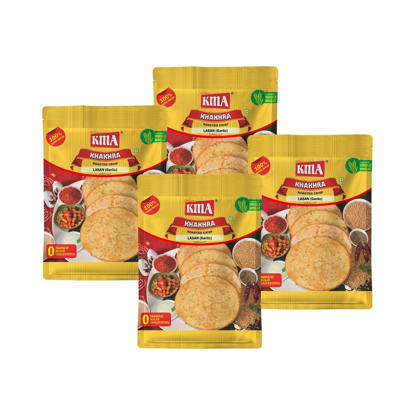 KMA Roasted Plain Khakhra 200 grams - Handmade Fresh Jain Gujarati Khakhra (Plain Salted Flavor), Ready to Eat Indian Snacks, 100% Natural Whole Wheat Snack without Maida, Vacuum Packed for Freshness