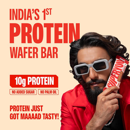SuperYou Assorted Protein Wafer Bars (Pack of 10)|10g Protein, 3g Fiber, No Added Sugar|Yeast Fermented Protein|Energy Bars|Crunchy Wafer Bar|100% Vegetarian|No Palm Oil|400g