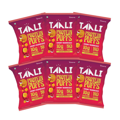 Taali Protein Puffs | 60 gm (Pack of 6) | Try All Flavors Pack | Healthy Roasted Tasty Snacks | 100% Veg., Gluten Free, No Cholesterol, No Trans-Fat