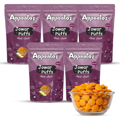 Appeatoz Jowar Puffs - Magic Masala | Roasted, Not Fried | Gluten-Free & High Protein | No Added Sugar | Healthy Baked Snack for Kids & Adults | Sorghum-Based | Crunchy Snack | Pack of 5