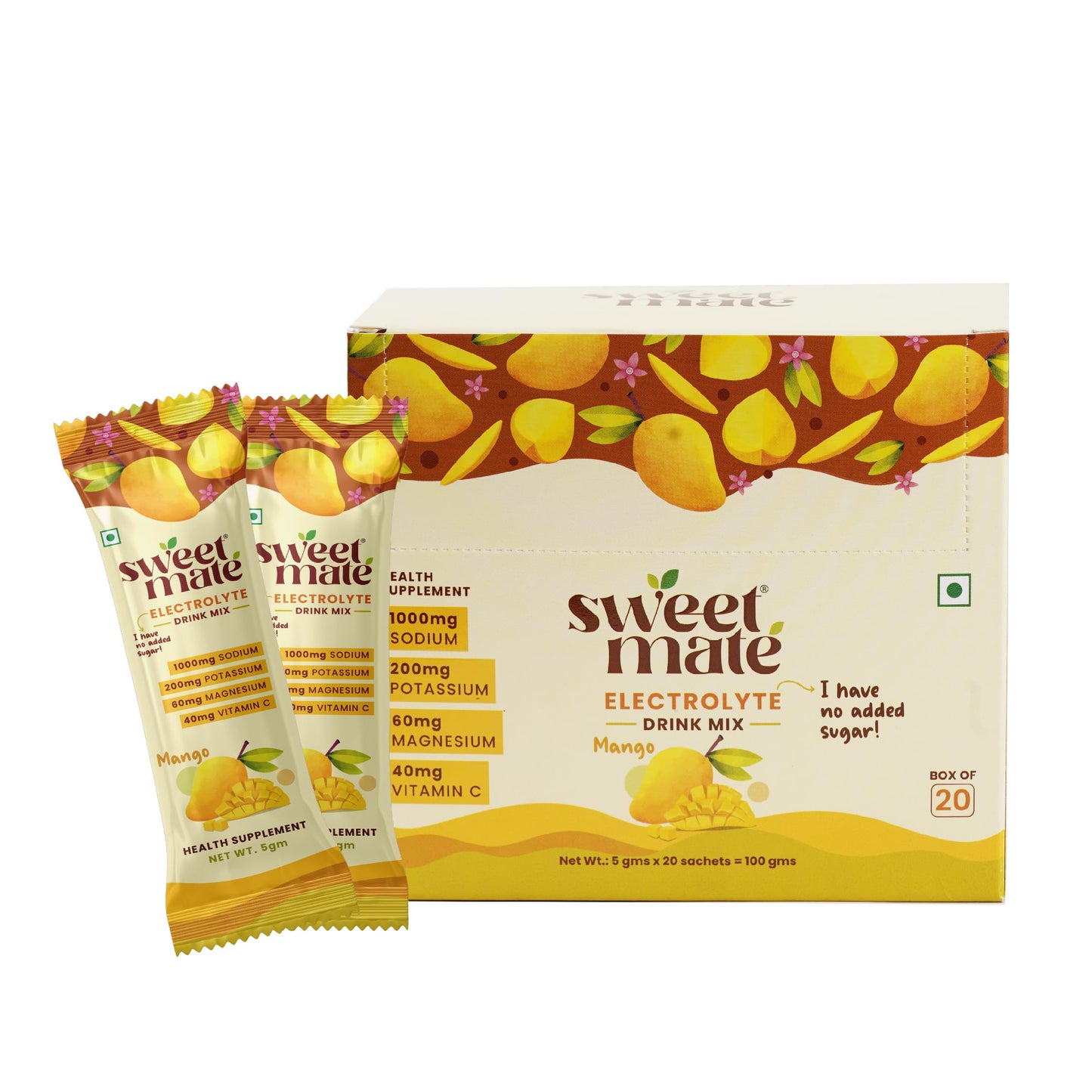 Sweetmate Sugar-Free Assorted Electrolyte Drink Mix Sweetened With Stevia -5g (30 Sachet) No Preservatives and Chemicals |Offers 10x more Electrolyte | Keto Friendly, Vegan