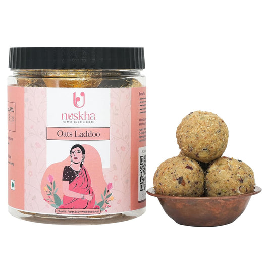 Nuskha Oats Laddoo: 400 GM | Nutrient-Rich Pregnancy Snack | Supports Maternal Health & Wellness | jaape ke laddoo | No artificial | Pure Desi Ghee | 400 Gms