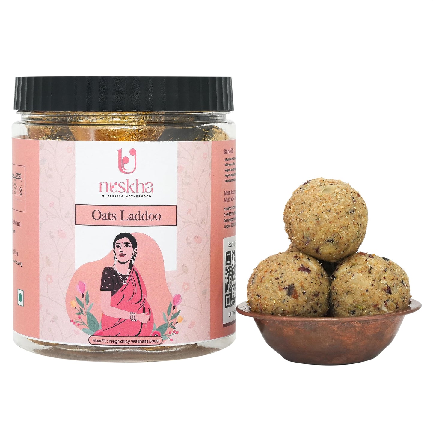 Nuskha Oats Laddoo: 400 GM | Nutrient-Rich Pregnancy Snack | Supports Maternal Health & Wellness | jaape ke laddoo | No artificial | Pure Desi Ghee | 400 Gms