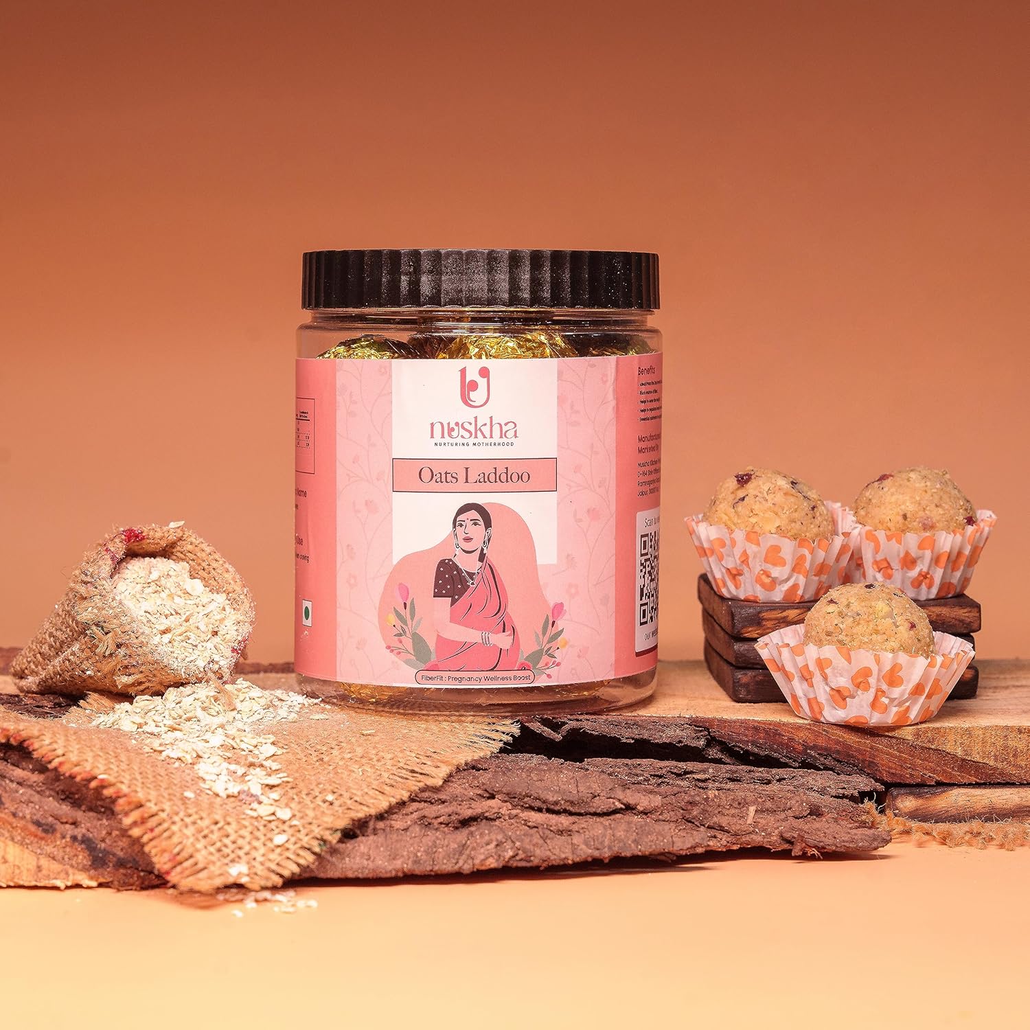 Nuskha Oats Laddoo: 400 GM | Nutrient-Rich Pregnancy Snack | Supports Maternal Health & Wellness | jaape ke laddoo | No artificial | Pure Desi Ghee | 400 Gms